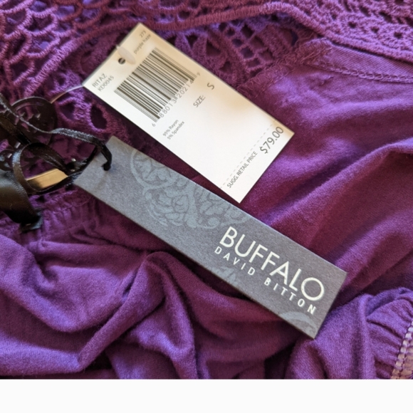 NWT Buffalo David Bitton Crochet Bodice Sun Dress Size Small Empire Waist Tie - Picture 8 of 8